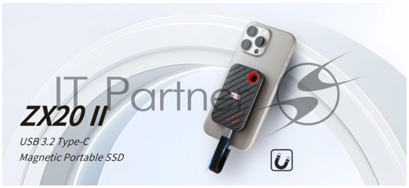 SSD накопитель Netac ZX20 II 2TB USB 3.2 Gen 2 Type-C External Magnetic Portable SSD, R/W up to 2000MB/1800MB/s, with USB C to A cable and 20Gbps USB C to C cable 3Y wty