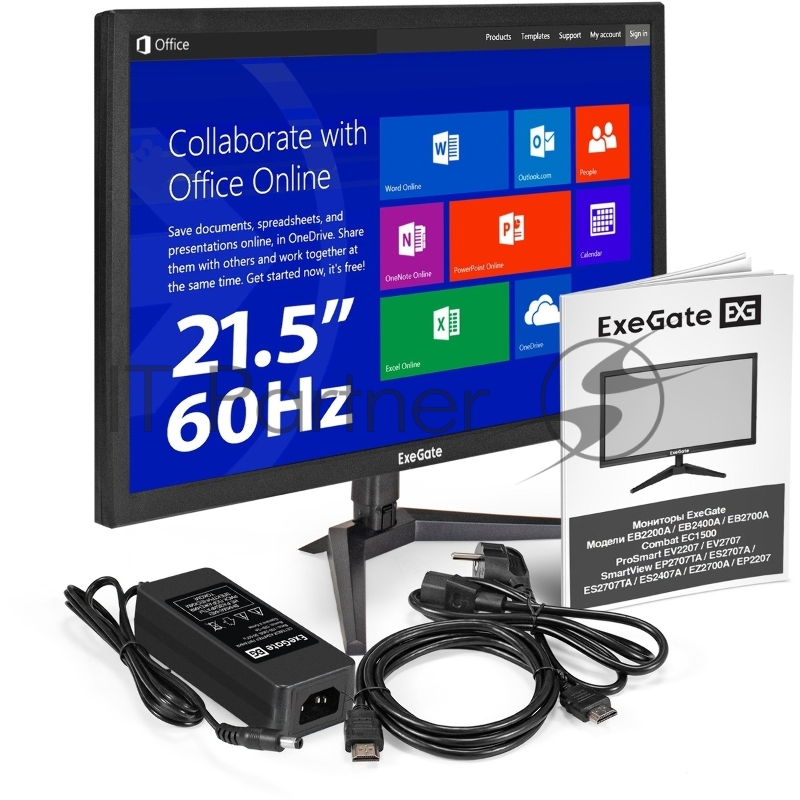 Монитор 21.5 ExeGate EB2200A VA 1920x1080, 75 Гц, 5 мс, 16:9, 200 кд/м², 1xHDMI, 1xVGA, черный