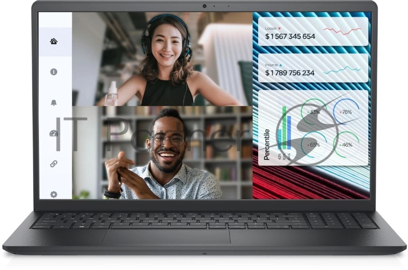 Ноутбук Dell Vostro 3520 черный Intel Core i5 1235U 1300MHz/15.6/1920x1080/8GB/512 SSD/Intel Iris Xe Graphics/Wi-Fi/Bluetooth/Windo 11 Pro