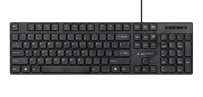 Проводная клавиатура Gembird KB-250, полноразмерная, 104кл, 12Fn, 1.8м, черная