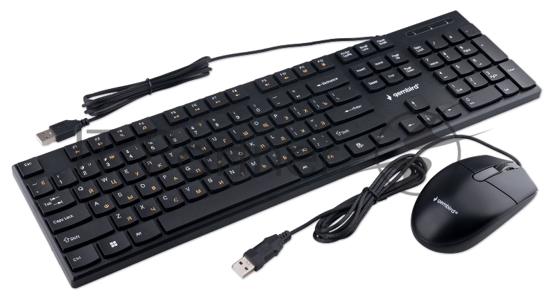 Комплект проводной клавиатура+мышь Gembird KBS-9050L, 104кл+3кн, 12Fn, 1000 DPI, 1.8м, черный