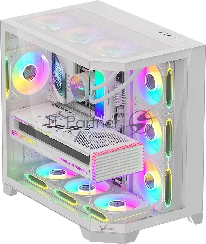 Корпус Formula Crystal Z6 Floe белый без БП ATX 4x120mm 2xUSB3.0 audio bott PSU