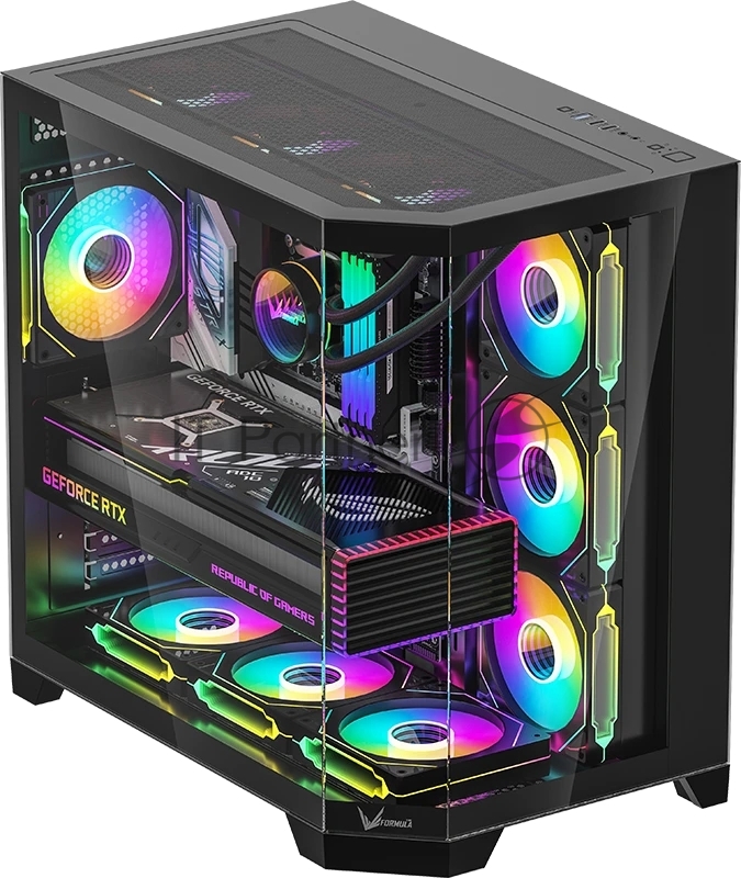 Корпус Formula Crystal Z6 Floe черный без БП ATX 4x120mm 2xUSB3.0 1xUSB3.1 audio bott PSU