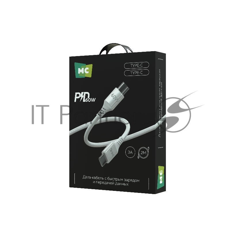 Кабель MORE CHOICE (4620202554116) K69aa 2м USB 3.0A PD 60W для Type-C Type-C- 2м , белый