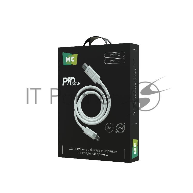 Дата-кабель MORE CHOICE (4620202555007) K87aa 2м USB 3.0A PD60W для Type-C Type-C- 2м , белый