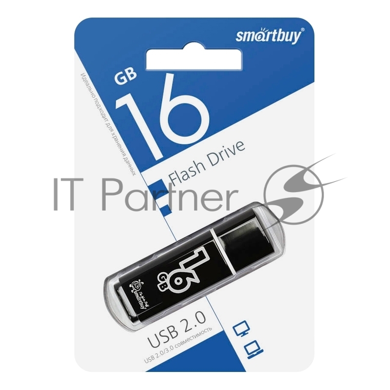 Флешка USB Smartbuy 16Gb Glossy series Black SB16GBGS-K