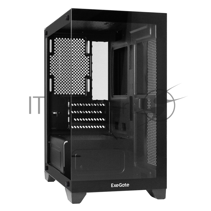 Корпус Minitower ExeGate i3 SEA LE-NPX500 (mATX, БП 500NPX, 1*USB+1*USB3.0, HD аудио, черный, передняя и боковая панели - закаленное стекло)