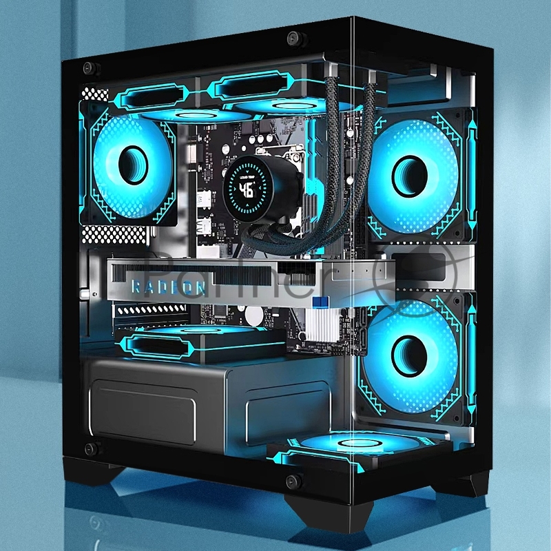 Корпус Minitower ExeGate i3 SEA LE-NPX400 (mATX, БП 400NPX, 1*USB+1*USB3.0, HD аудио, черный, передняя и боковая панели - закаленное стекло)