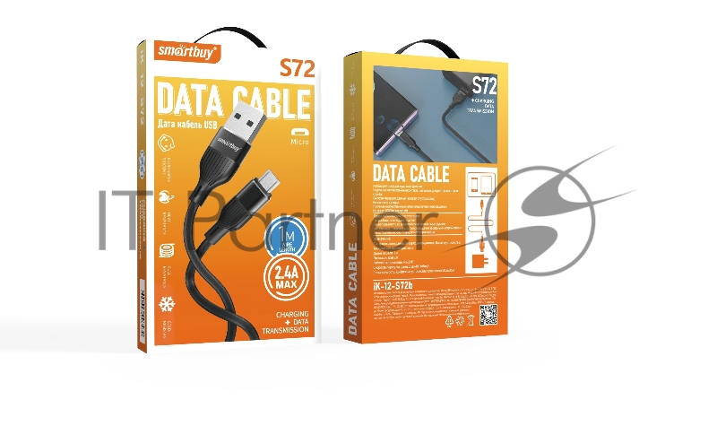 Кабель SMARTBUY (iK-12-S72b) S72 MicroUSB черный, 2.4 А, сил., 1м