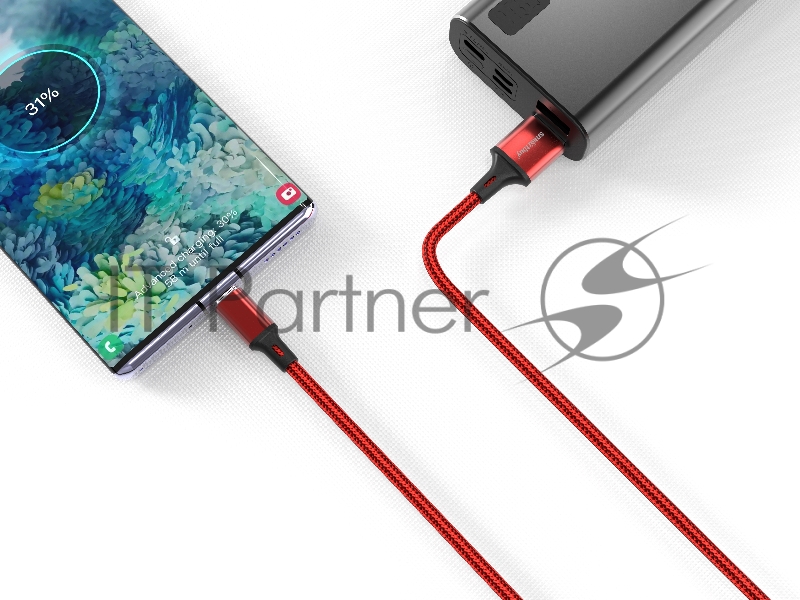 Кабель SMARTBUY (iK-3122-S14rb) S14 Type C красный/черн., 3 А, 2 м