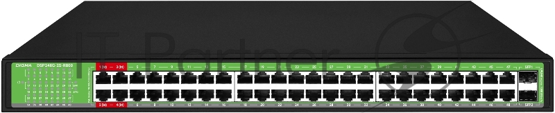 Коммутатор Digma DSP248G-2S-R800 DSP248G-2S-R800 V1 (L2) 48x1Гбит/с 2SFP 48PoE 48PoE+ 4PoE++ 800W неуправляемый