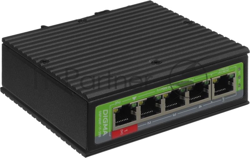 Коммутатор Digma DSP404F-1F-200 (L2) 5x100Мбит/с 4PoE 4PoE+ 1PoE++ 200W неуправляемый