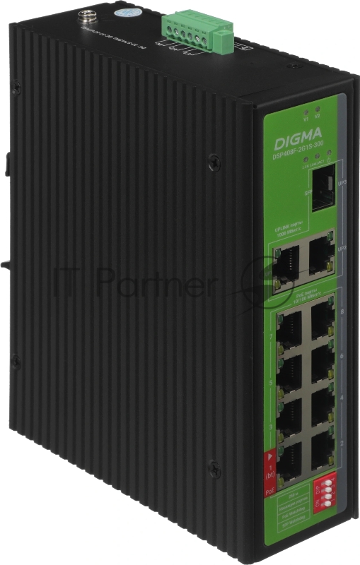 Коммутатор Digma DSP408F-2G1S-300 (L2) 8x100Мбит/с 2x1Гбит/с 1SFP 8PoE 8PoE+ 1PoE++ 300W неуправляемый