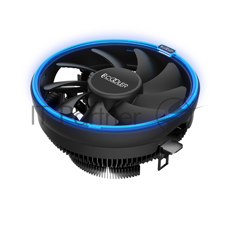 Кулер для процессора PCCooler E126M B (92W, 4-pin PWM, 70mm, Al/Cu, -mm, Blue LED, 1x120mm, 56CFM, 26.5dBA, 1800RPM, S: 1700/1200/115X, AM5/AM4, black)