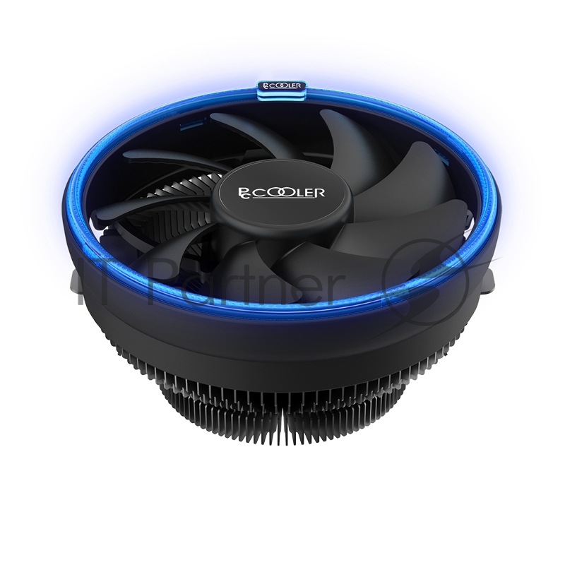 Кулер для процессора PCCooler E126M B (92W, 4-pin PWM, 70mm, Al/Cu, -mm, Blue LED, 1x120mm, 56CFM, 26.5dBA, 1800RPM, S: 1700/1200/115X, AM5/AM4, black)