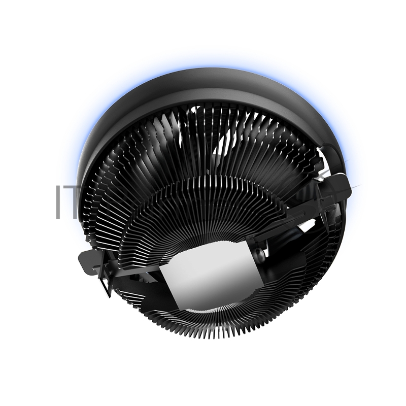 Кулер для процессора PCCooler E126M B (92W, 4-pin PWM, 70mm, Al/Cu, -mm, Blue LED, 1x120mm, 56CFM, 26.5dBA, 1800RPM, S: 1700/1200/115X, AM5/AM4, black)