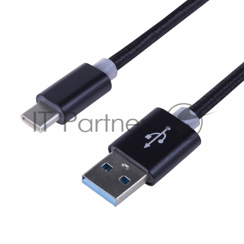 Шнур USB 3.1 type C (male)-USB 2.0 (male) в тканевой оплетке 1 м черный Rexant