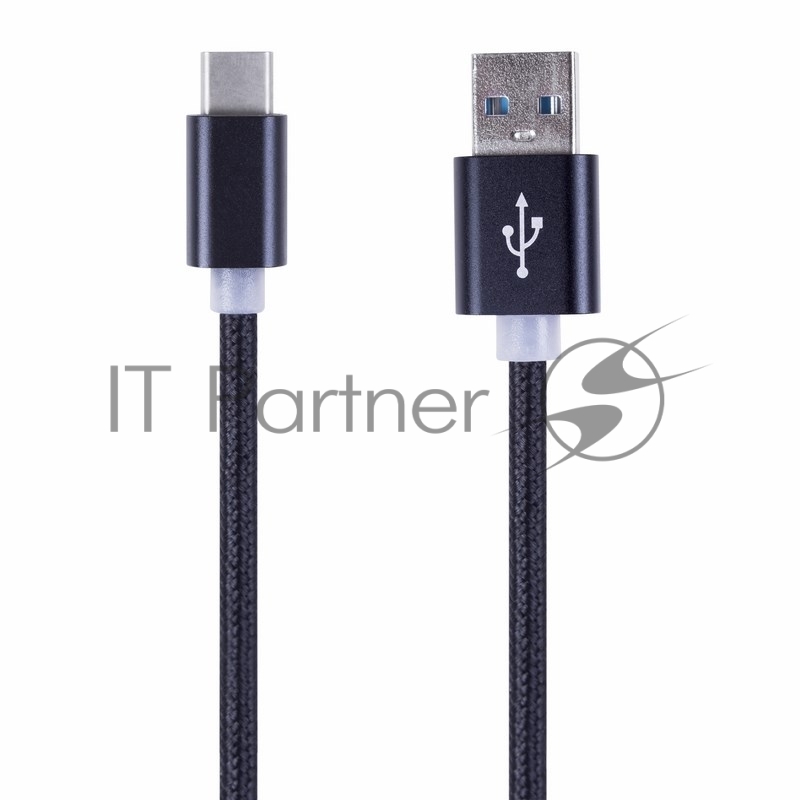 Шнур USB 3.1 type C (male)-USB 2.0 (male) в тканевой оплетке 1 м черный Rexant