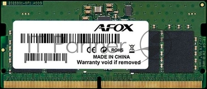 Модуль памяти Afox 32GB DDR5 5600Mhz SO-DIMM Single Channel Package (1x32GB) PC5-44800, 262- Pin, Non-ECC, Un-Buffered, CL46-46-46-90, 1.1V