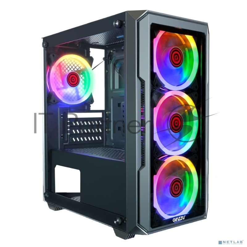 Компьютерный корпус Ginzzu CL690 mATX FAN 4*12FRGB