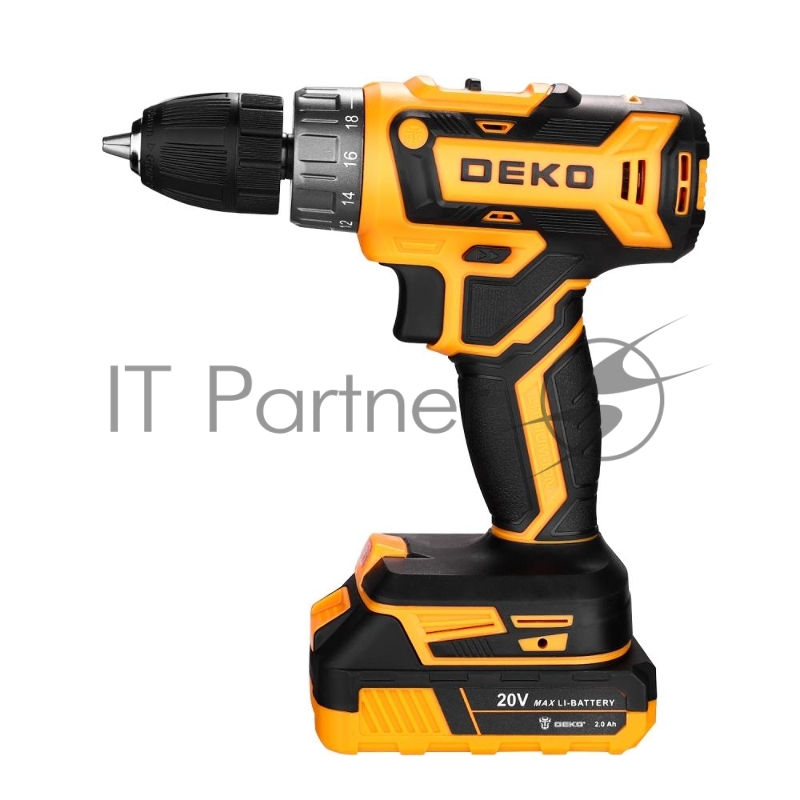Аккумуляторная дрель-шуруповерт DEKO GCD20DU PRO в кейсе + набор 63 инструмента для дома, 20В, 2х2.0Ач