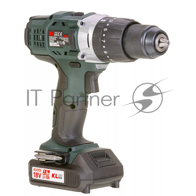Профессиональный ударный шуруповерт KLPRO KLDM18-20 (18В, Li-ion-2шт, 2.0Ач, 40Нм, 2 скорости, подсветка, магнитная бита,З/У,в кейсе)
