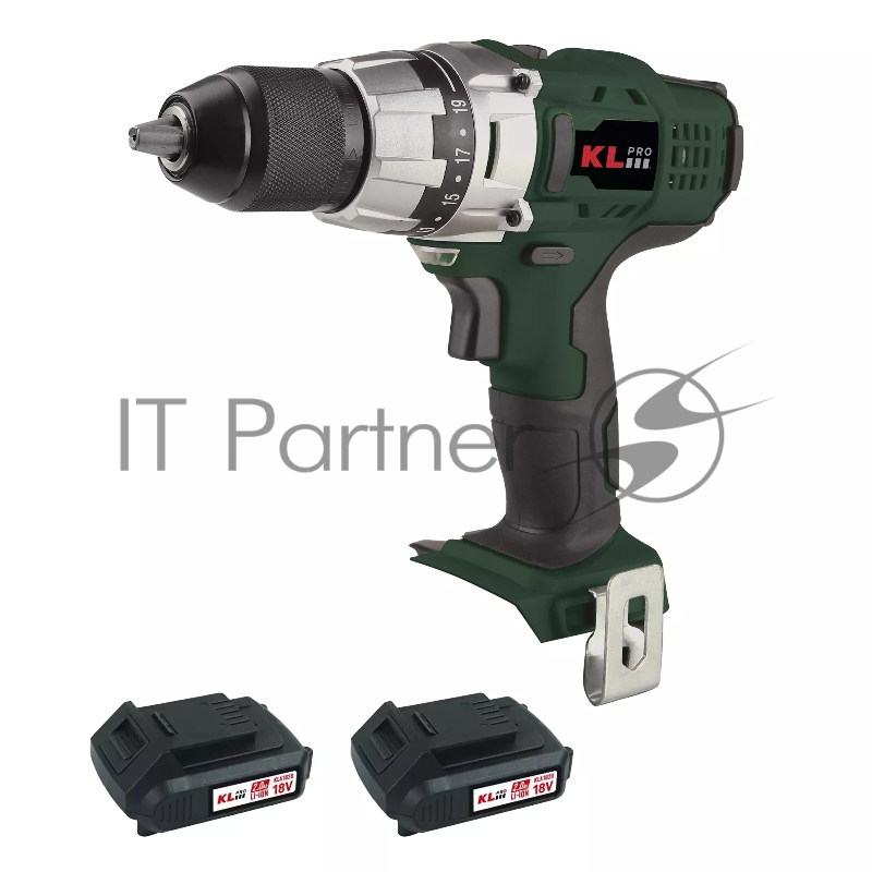 Профессиональный шуруповерт аккумуляторный KLPRO KLNM18-20 (18В, Li-ion-2шт, 2.0Ач, 40Нм, 2 скорости, подсветка, магнитная бита,З/У,в кейсе)
