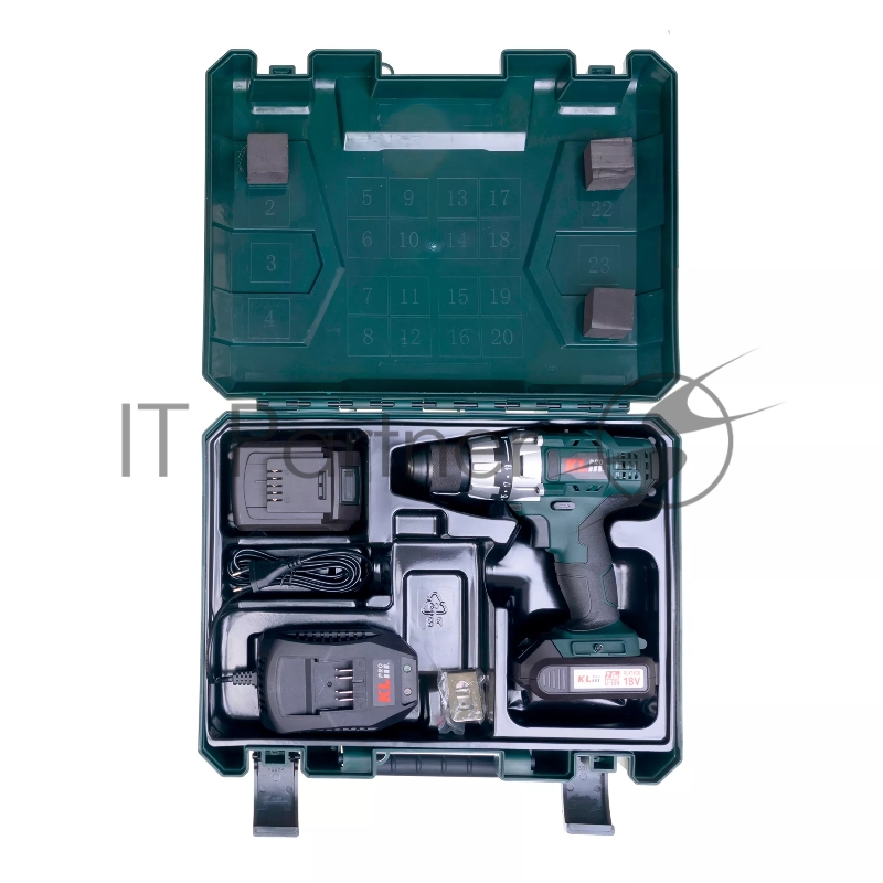 Профессиональный шуруповерт аккумуляторный KLPRO KLNM18-20 (18В, Li-ion-2шт, 2.0Ач, 40Нм, 2 скорости, подсветка, магнитная бита,З/У,в кейсе)