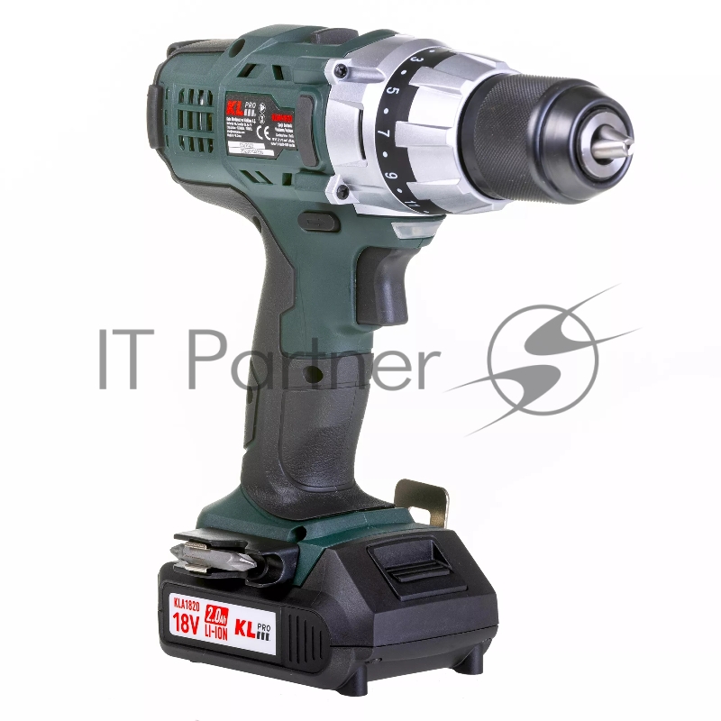 Профессиональный шуруповерт аккумуляторный KLPRO KLNM18-20 (18В, Li-ion-2шт, 2.0Ач, 40Нм, 2 скорости, подсветка, магнитная бита,З/У,в кейсе)