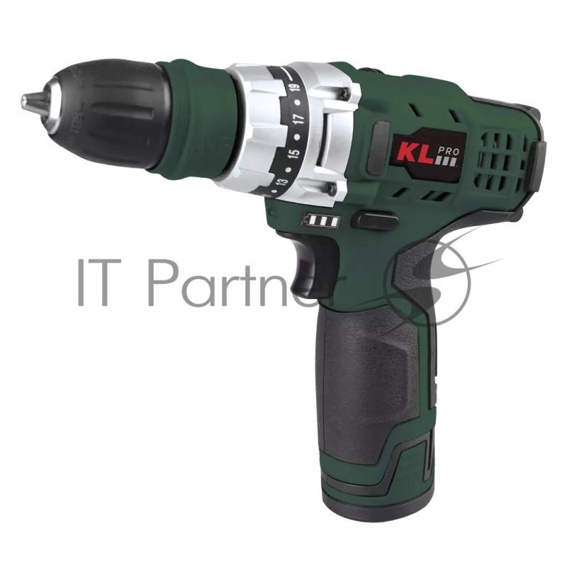 Профессиональный аккумуляторный шуруповерт KLPRO KLNM1020S (10,8В, LI-ion 2.0Ач, 3 сменные насадки, 19 ступений, 30Нм)