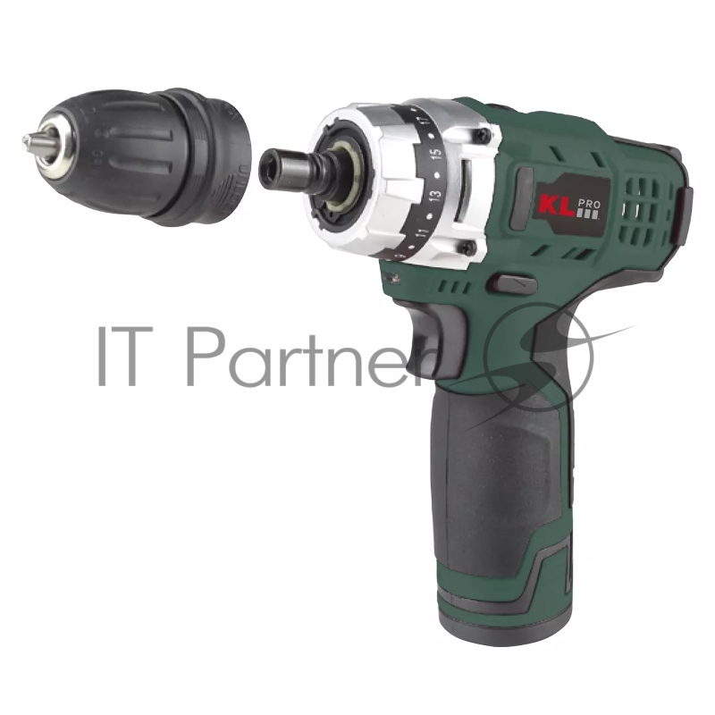 Профессиональный аккумуляторный шуруповерт KLPRO KLNM1020S (10,8В, LI-ion 2.0Ач, 3 сменные насадки, 19 ступений, 30Нм)