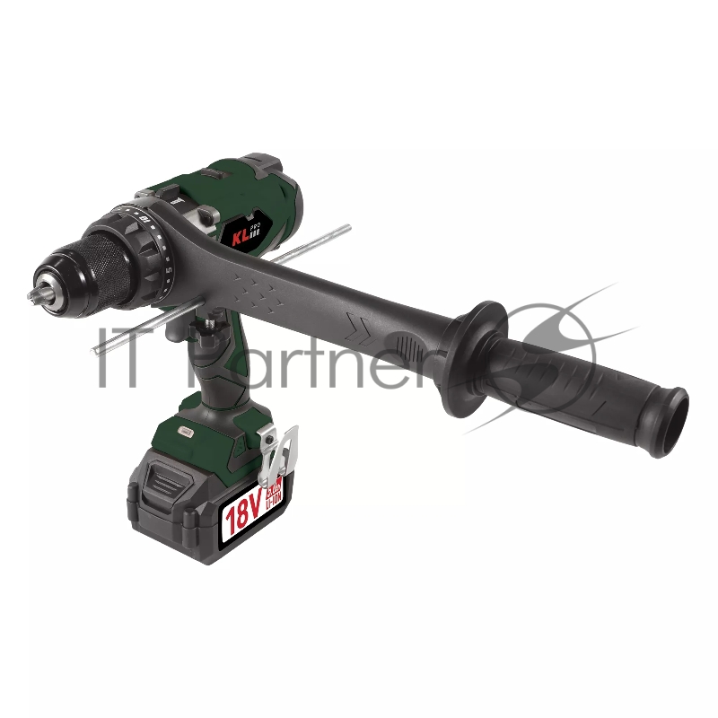 Профессиональный аккумуляторный бесщеточный ударный шуруповерт KLPRO KLDM18BHX-50 (18В, Li-ion-2шт, 5.0Ач, 150Нм, 2 скорости, подсветка, магнитная бита,З/У,в кейсе)