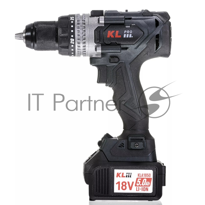 Профессиональный аккумуляторный бесщеточный ударный шуруповерт KLPRO KLDM18BHX-50 (18В, Li-ion-2шт, 5.0Ач, 150Нм, 2 скорости, подсветка, магнитная бита,З/У,в кейсе)