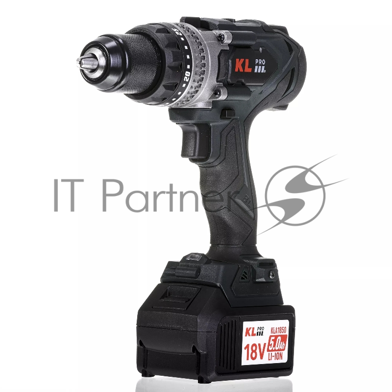 Профессиональный аккумуляторный бесщеточный ударный шуруповерт KLPRO KLDM18BHX-50 (18В, Li-ion-2шт, 5.0Ач, 150Нм, 2 скорости, подсветка, магнитная бита,З/У,в кейсе)