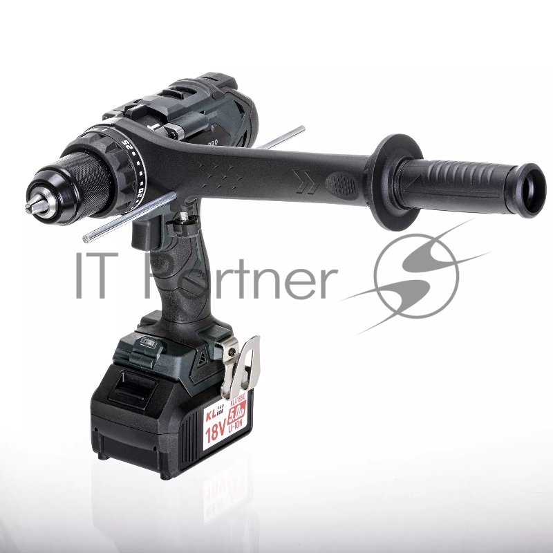 Профессиональный аккумуляторный бесщеточный ударный шуруповерт KLPRO KLDM18BHX-50 (18В, Li-ion-2шт, 5.0Ач, 150Нм, 2 скорости, подсветка, магнитная бита,З/У,в кейсе)