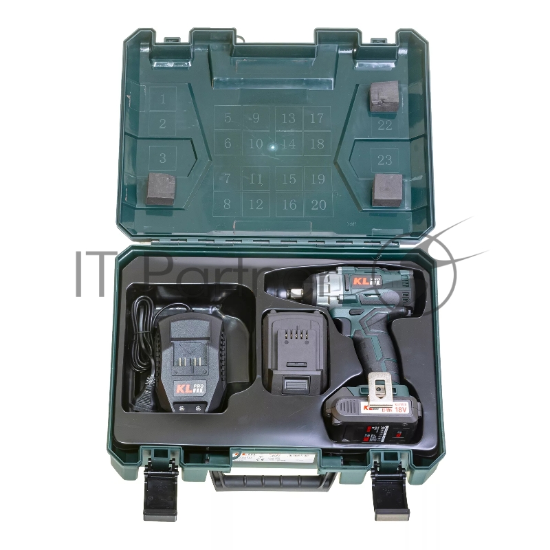 Профессиональный бесщеточный гайковерт аккумуляторный KLPRO KLSS18B-20 (18В, Li-ion-2шт, 2.0Ач, 250Нм, 2 скорости, подсветка,З/У,в кейсе)