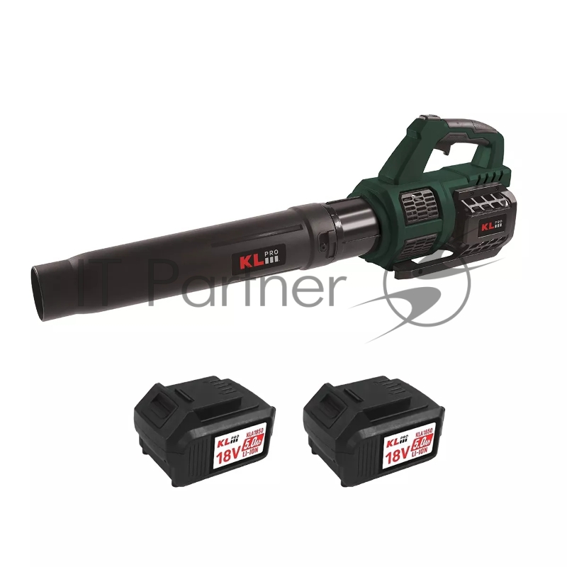 Профессиональная аккумуляторная воздуходувка KLPRO KLBUF18-50 (18В, Li-ion-2шт 5,0Ач, ЗУ 4,5А возд поток 36-108 км/с Turbo: 151 км/с)