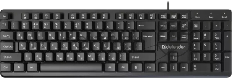 Проводная клавиатура Defender Elemental HB-239 RU, черн,104 кнопки+FN,1.8м