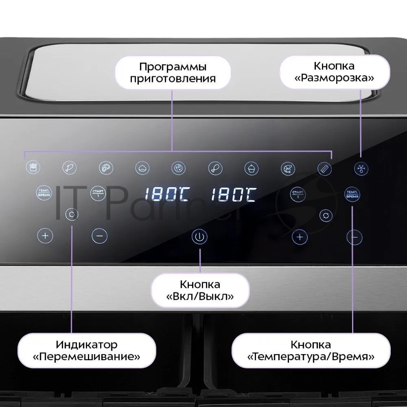 Аэрогриль KITFORT КТ-2274 серебристый и черный