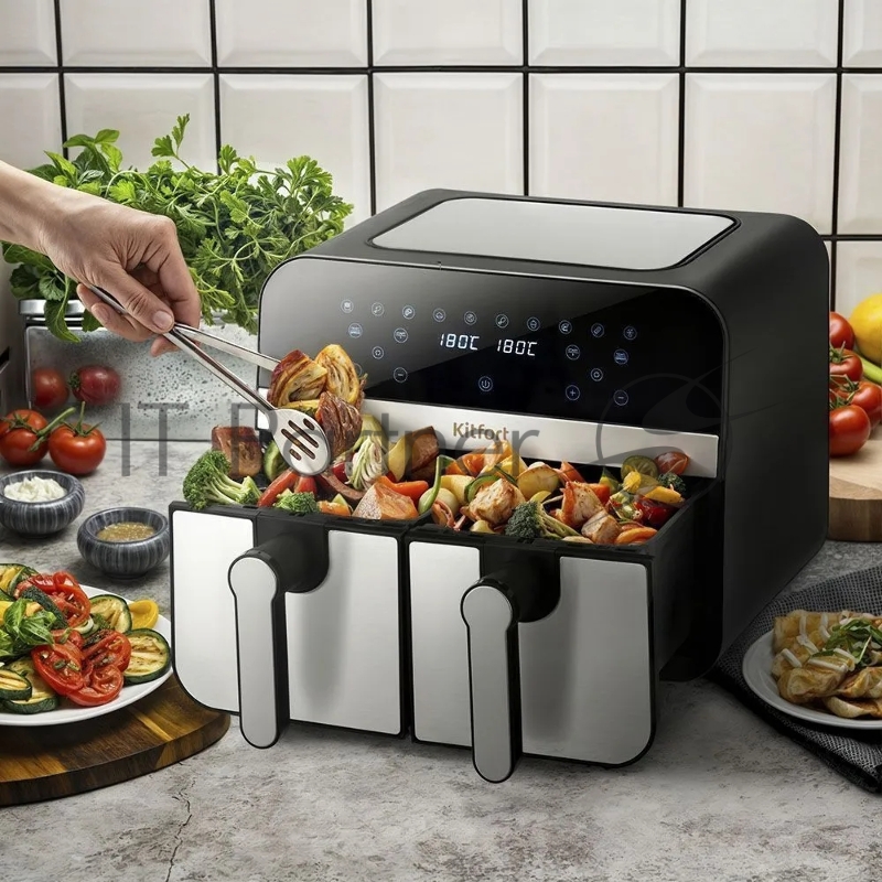 Аэрогриль KITFORT КТ-2274 серебристый и черный