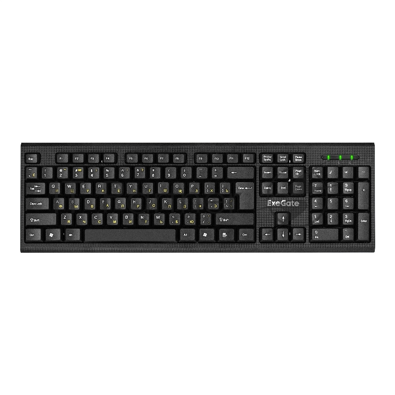 Комплект беспроводной ExeGate Professional Standard Combo MK200 (клавиатура полноразмерная влагозащищенная 104кл. + мышь оптическая 1200dpi, 3 кнопки и колесо прокрутки USB, радиоканал 2,4 ГГц, радиус действия до 10м, черный, RTL)