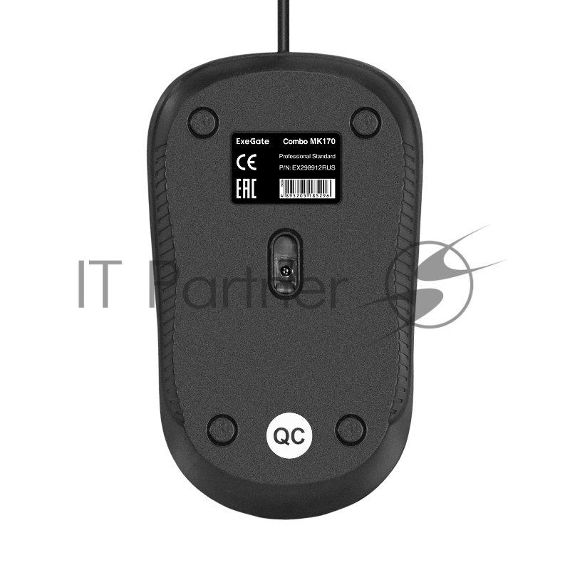Комплект ExeGate Professional Standard Combo MK170 (клавиатура влагозащищенная 104кл. + мышь оптическая 1200dpi, 3 кнопки и колесо прокрутки, длина кабелей 1,5м USB, черный, RTL)