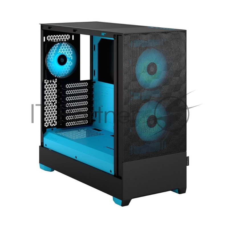 Корпус ПК без блока питания Fractal Design Pop Air RGB Cyan Core TG Clear Tint, Midi-Tower, 3x120mm RGB, 2xUSB-A 3.2 ATX, mATX, mITX Black/Cyan