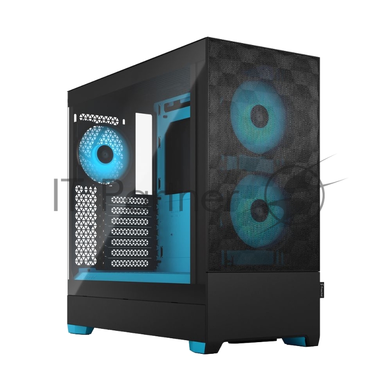 Корпус ПК без блока питания Fractal Design Pop Air RGB Cyan Core TG Clear Tint, Midi-Tower, 3x120mm RGB, 2xUSB-A 3.2 ATX, mATX, mITX Black/Cyan