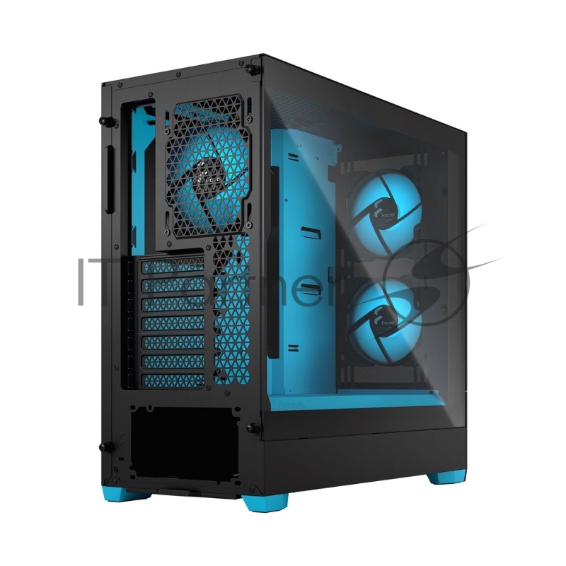 Корпус ПК без блока питания Fractal Design Pop Air RGB Cyan Core TG Clear Tint, Midi-Tower, 3x120mm RGB, 2xUSB-A 3.2 ATX, mATX, mITX Black/Cyan