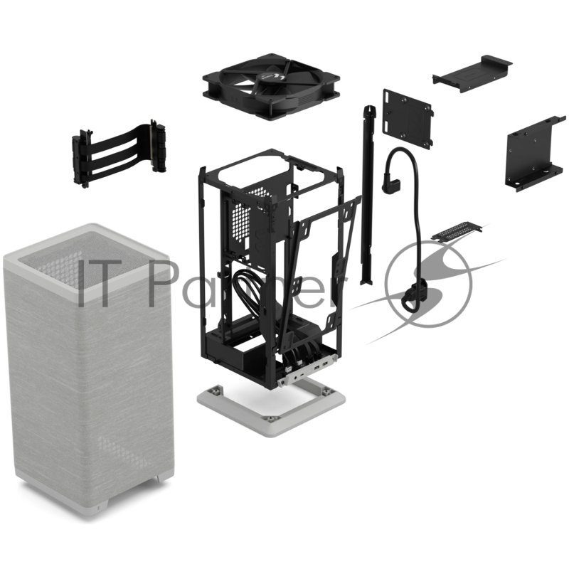 Корпус без блока питания Fractal Design Mood, Mini-Tower, 1x180mm, 2xUSB-A 3.0 + 1xUSB 3.2 Type-C, SFX PSU Support, mITX Light Gray