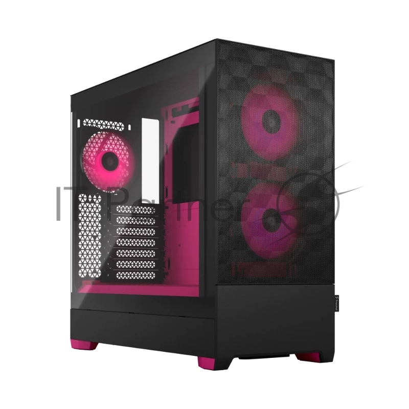 Корпус ПК без блока питания Fractal Design Pop Air RGB Magenta Core TG Clear Tint, Midi-Tower, 3x120mm RGB, 2xUSB-A 3.2 ATX, mATX, mITX Black/Magenta