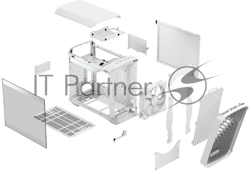 Корпус ПК без блока питания Fractal Design Torrent Nano RGB TG Clear Tint, Mini-Tower, 1x180mm RGB, 2xUSB-A 3.2 + 1xUSB 3.2 Type-C mITX, mDTX White