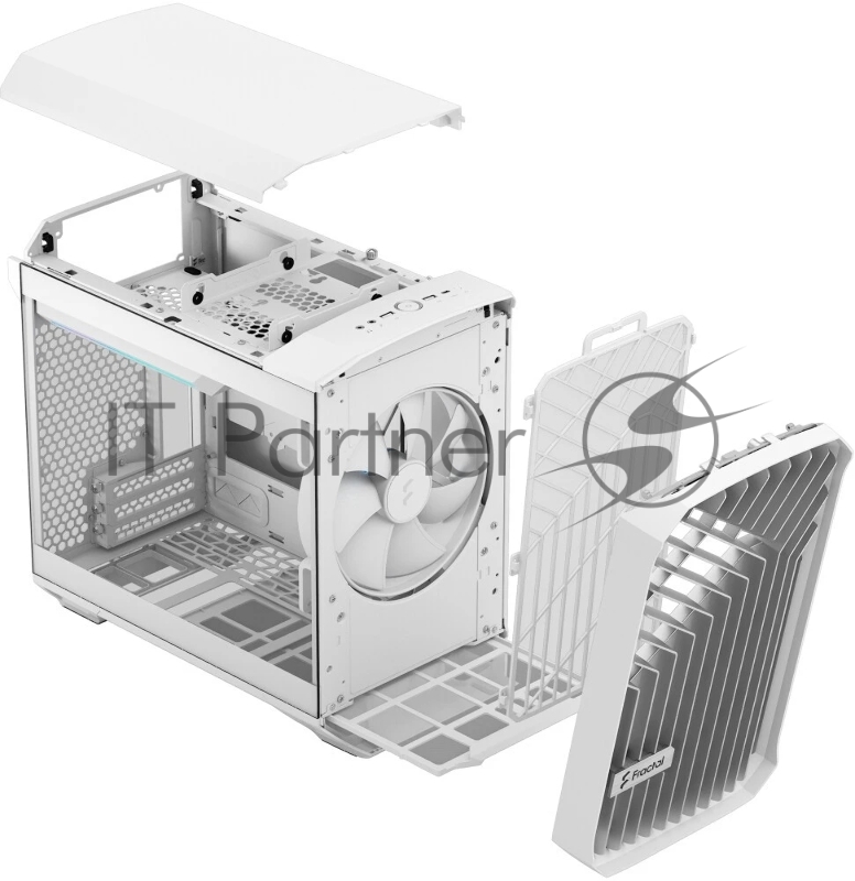 Корпус ПК без блока питания Fractal Design Torrent Nano RGB TG Clear Tint, Mini-Tower, 1x180mm RGB, 2xUSB-A 3.2 + 1xUSB 3.2 Type-C mITX, mDTX White