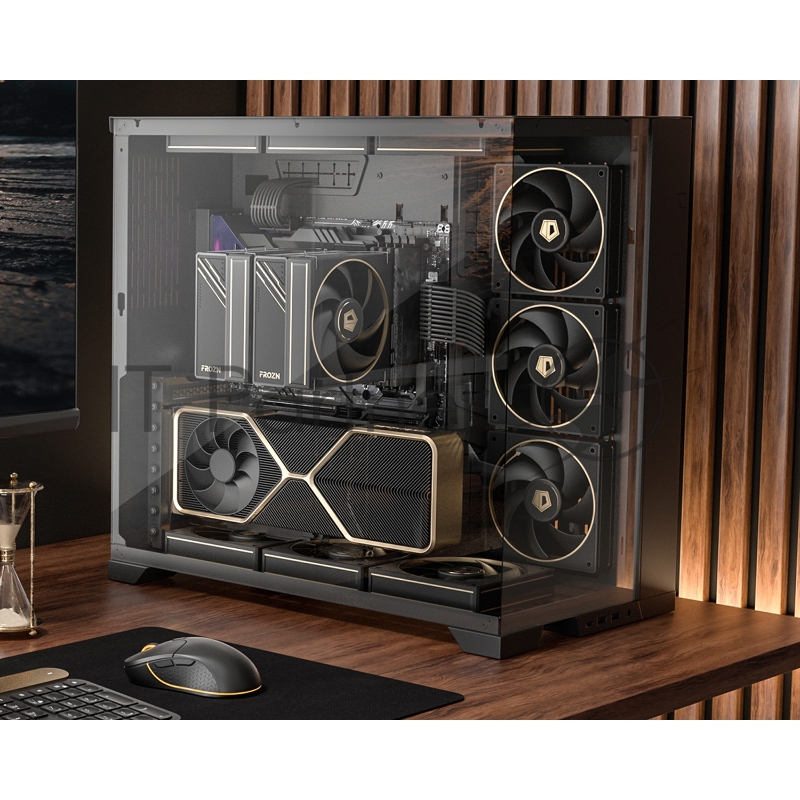 Кулер для корпуса Cooler ID-COOLING AF-127-GDL (120x120x27mm, 4-pin PWM, 78CFM, 29.9dBA, 2000RPM, Black)